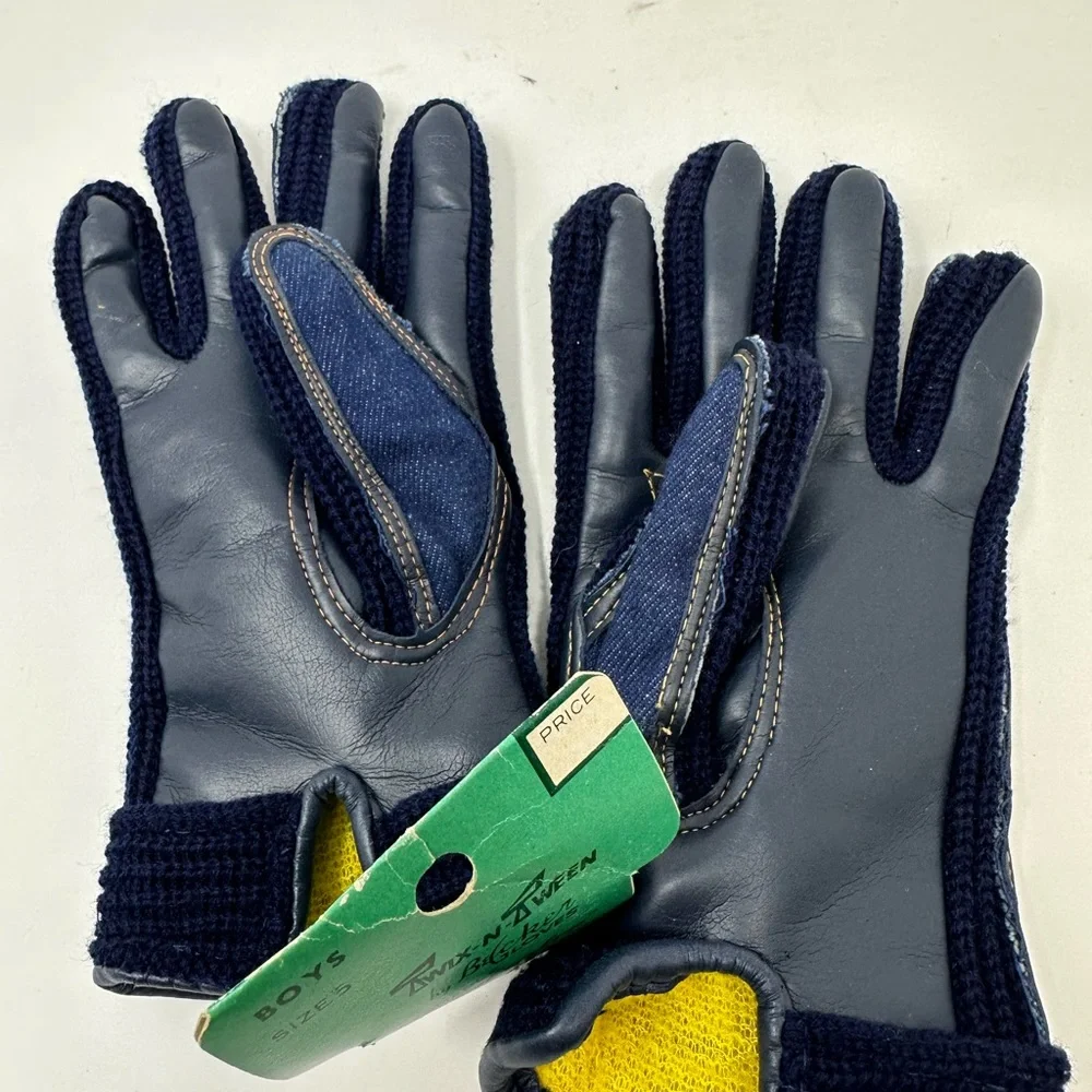 Vintage 70's Twix-N-Tween By Becker Gloves Boys Denim Insulated Sz 5 NEW Rare!!